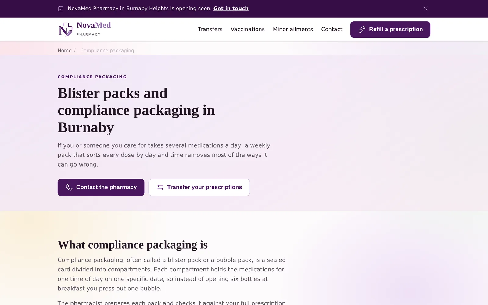 NovaMed Pharmacy: Compliance packaging