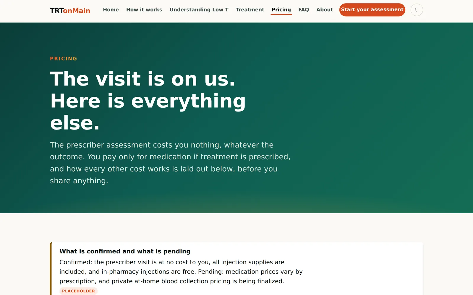 TRTonMain: Pricing