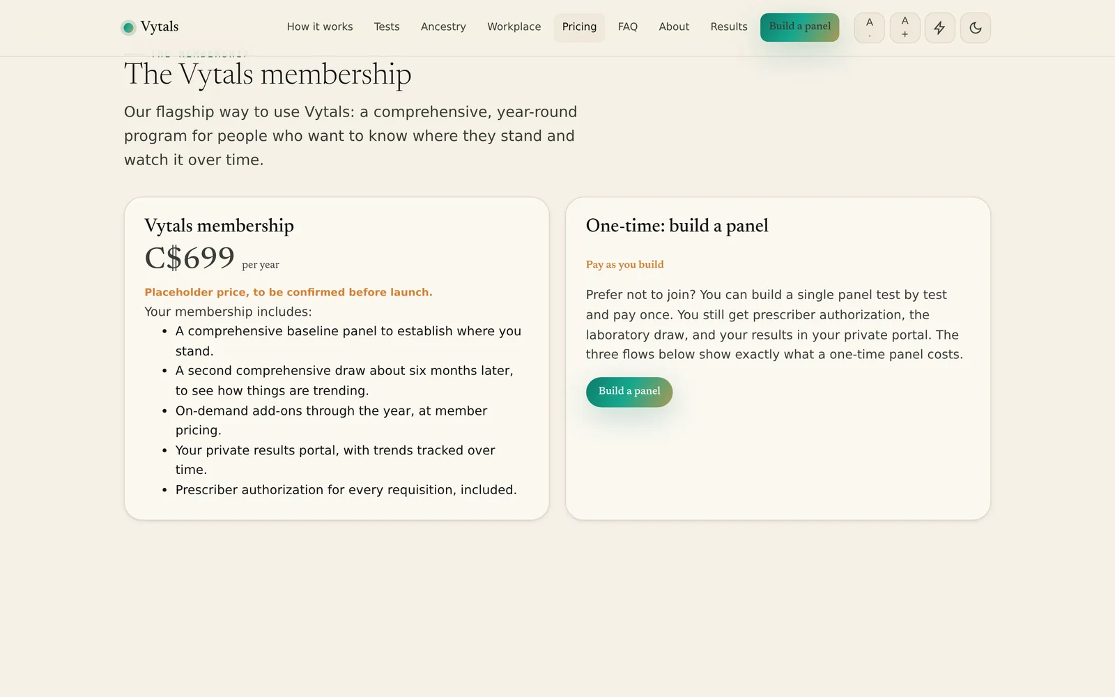 Vytals: Membership
